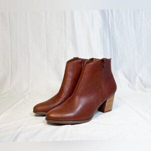 Bass Shiloh Brown Leather Zip Booties Ankle Boots~8.5~